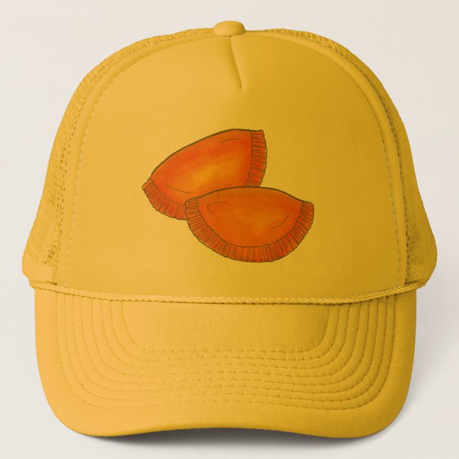 Jamaican Beef Patty Patties Food Cooking Yellow Trucker Hat (Front)