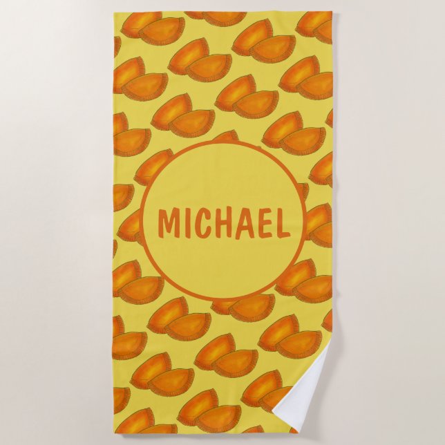Jamaican Beef Patty Patties Pastry Personalized Beach Towel (Front)