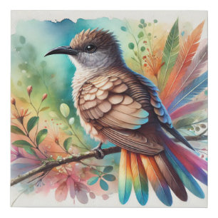 Jamaican Blackbilled Cuckoo 170924AREF108 - Waterc Faux Canvas Print