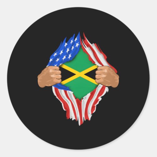 Jamaican Blood Inside Me Jamaica Flag Classic Round Sticker