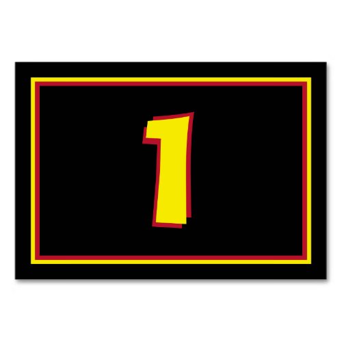 Jamaican Bold Black Red Yellow Restaurant Table Number