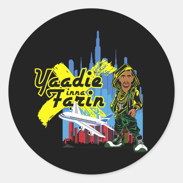 JAMAICAN CARIBBEAN YAADIE MEN WOMEN KIDS GIFT CLASSIC ROUND STICKER (Front)