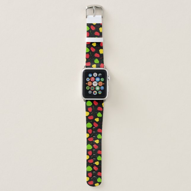 Jamaican Chef Scotch Bonnet Chillies Pattern Apple Watch Band (Front)