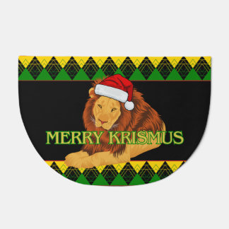 Jamaican Christmas Lion Doormat