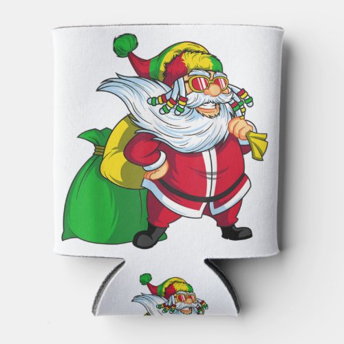 Jamaican christmas rasta santa claus rastafarianp can cooler