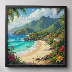 Jamaican coast peel and stick photo tile
