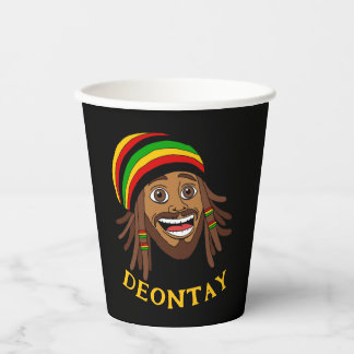 Jamaican Cute Rasta Man Personalized Paper Cups