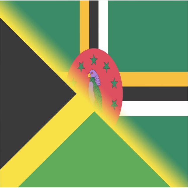 Jamaican Dominican Flag | Half Jamaica Dominica Sticker (Front)