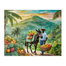 jamaican farmer with donkey