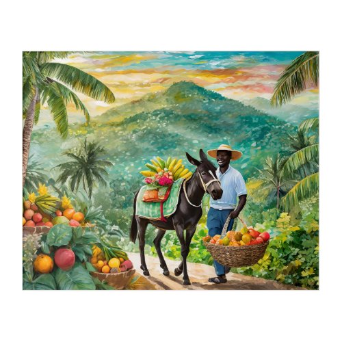 jamaican farmer with donkey acrylic print