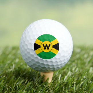 Jamaican Flag Add Your Initial Monogram Golf Balls