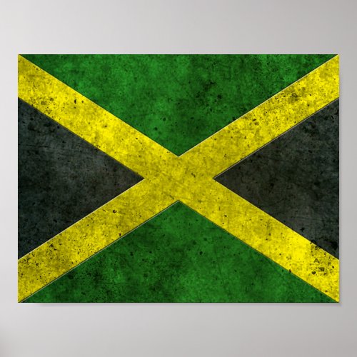 Jamaican Flag Aged Steel Effect Poster