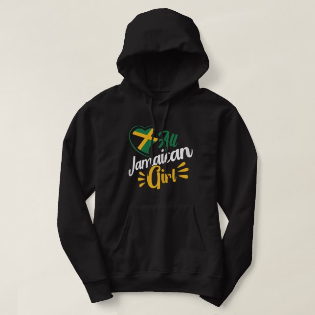Jamaican Flag All Jamaican Girl Jamaica Souvenir  Hoodie (Design Front)