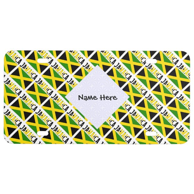 Jamaican Flag and Jamaica Tiled Personalized  License Plate (Front)