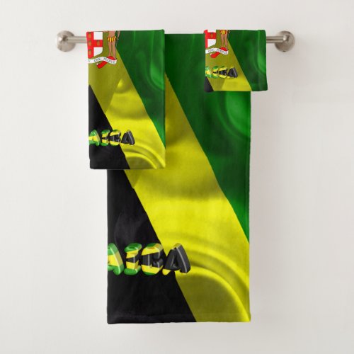 Jamaican flag bath towel set