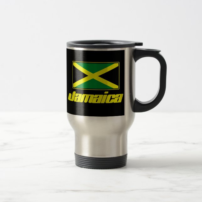 Jamaican Flag Black Travel Mug (Right)