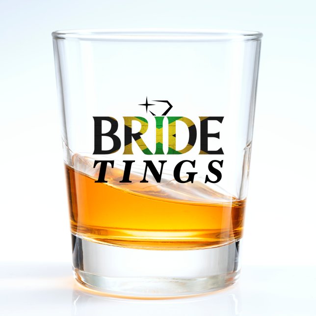 Jamaican Flag Bride Wedding Bachelorette Jamaica Shot Glass (Jamaica bride shot glass)