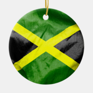 Jamaican Flag Ceramic Round Christmas Ornament