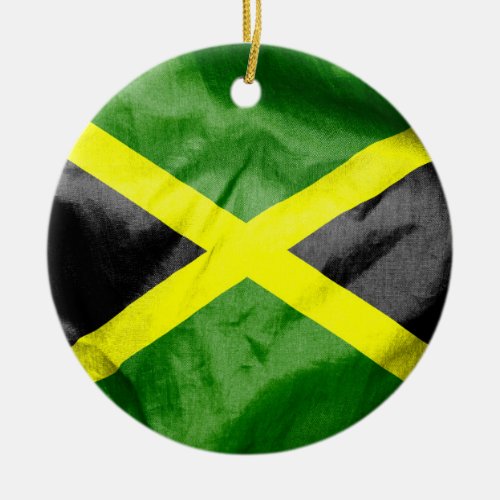 Jamaican Flag Ceramic Round Christmas Ornament
