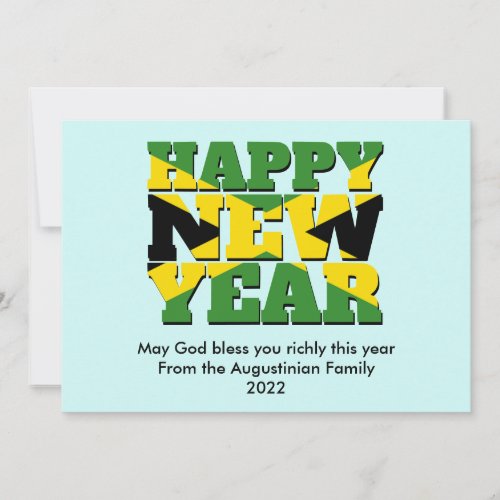 Jamaican Flag Christian HAPPY NEW YEAR Holiday Card