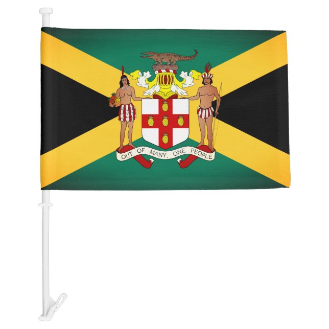 Jamaican Flag/ Coat of Arms Car Flag (Front)