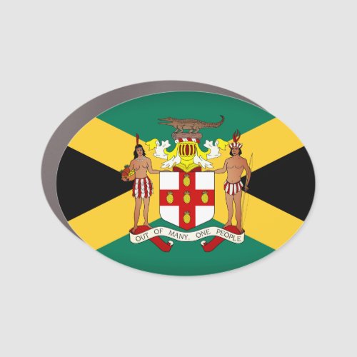 Jamaican Flag Coat of Arms Car Magnet