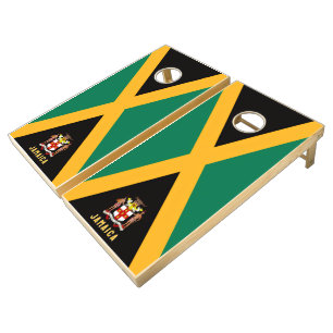 Jamaican Flag/ Coat of Arms Cornhole Set