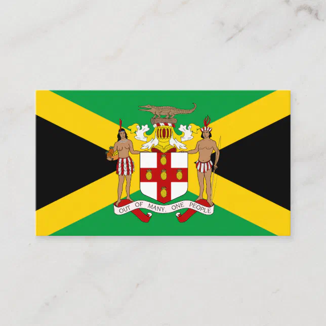 Jamaican Flag & Coat of Arms, Flag of Jamaica Business Card Zazzle