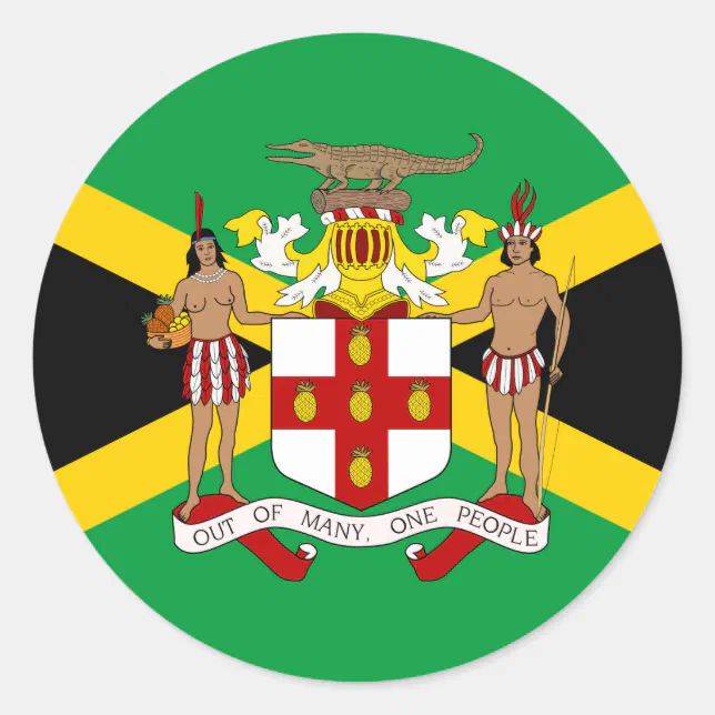 Jamaican Flag & Coat of Arms, Flag of Jamaica Classic Round Sticker