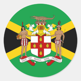 Jamaican Flag & Coat of Arms, Flag of Jamaica Classic Round Sticker
