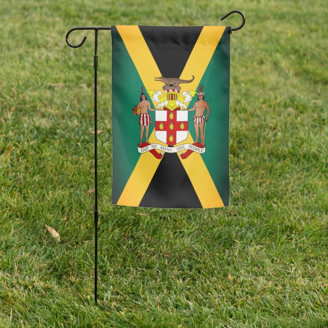 Jamaican Flag/ Coat of Arms Garden Flag (In SItu)