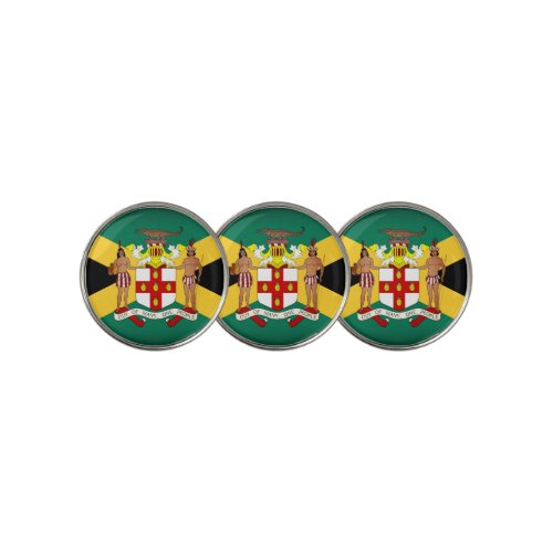 Jamaican Flag Coat of Arms Golf Ball Marker