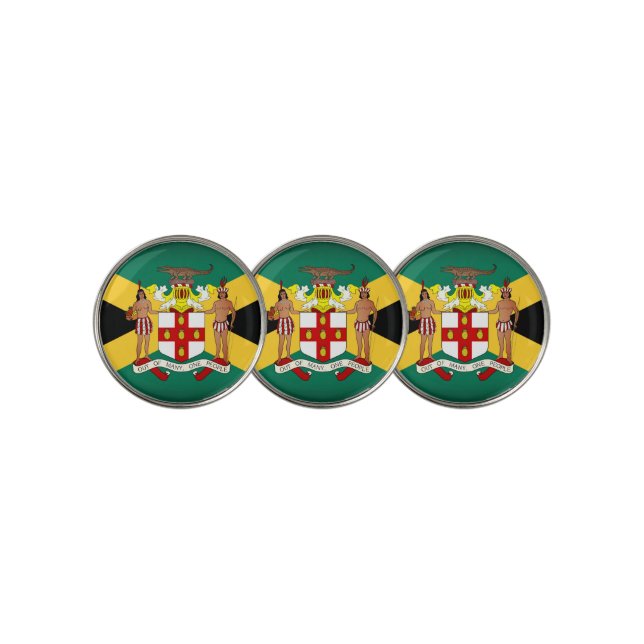 Jamaican Flag/ Coat of Arms Golf Ball Marker (3 Up)