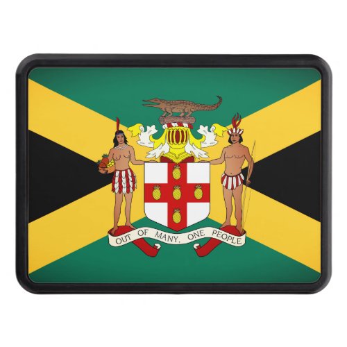 Jamaican Flag Coat of Arms Hitch Cover