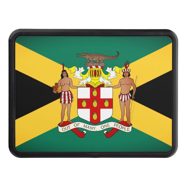 Jamaican Flag/ Coat of Arms Hitch Cover (Front)