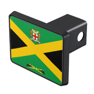 Jamaican flag-coat of arms hitch cover