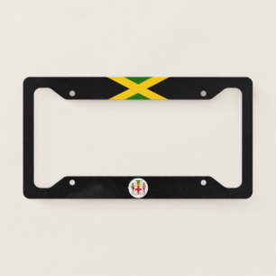 Jamaican flag-coat of arms license plate frame