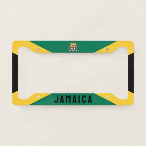 Jamaican Flag Coat of Arms License Plate Frame