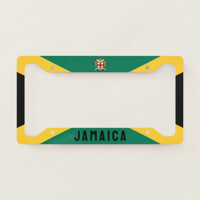 Jamaican Flag/ Coat of Arms License Plate Frame (Front)