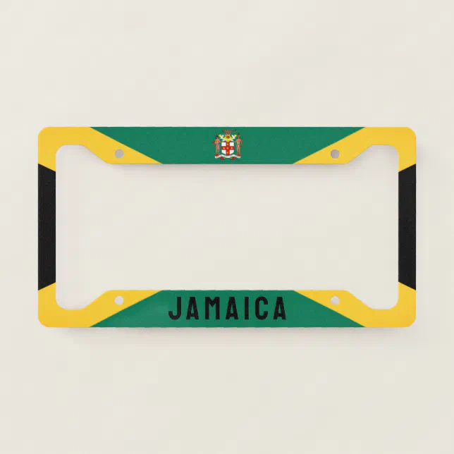 Jamaican Flag/ Coat of Arms License Plate Frame Zazzle