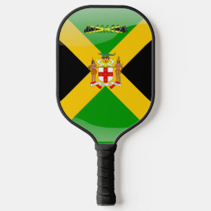 Jamaican flag-coat of arms pickleball paddle