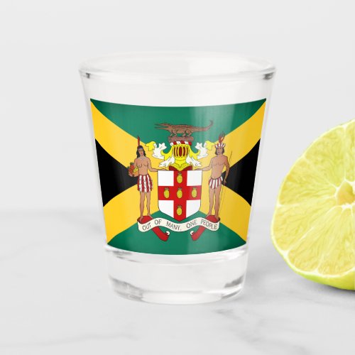 Jamaican Flag Coat of Arms Shot Glass