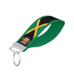 Jamaican Flag/ Coat of Arms Wrist Keychain