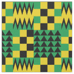 Jamaican Flag Colored African Geometric Pattern Fabric