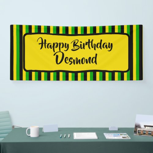 Jamaican Flag Colored Happy Birthday Party Banner