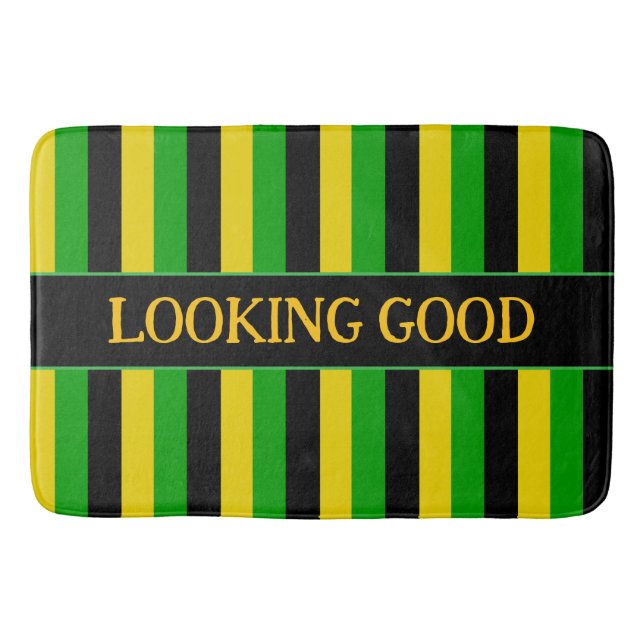 Jamaican Flag Colored Striped Bath Mat (Front)
