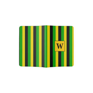 Jamaican Flag Colored Striped Monogram Passport Holder