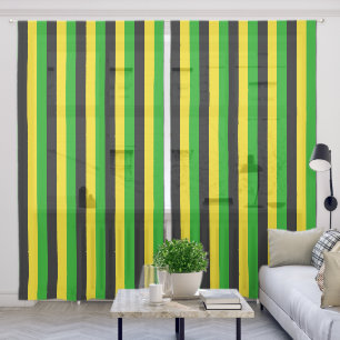 Jamaican Flag Colored Striped Pattern Sheer Curtains