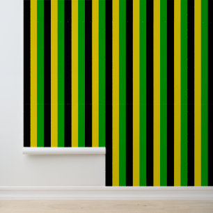 Jamaican Flag Colors Bold Striped Pattern Wallpaper