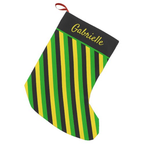 Jamaican Flag Colors Striped Small Christmas Stocking